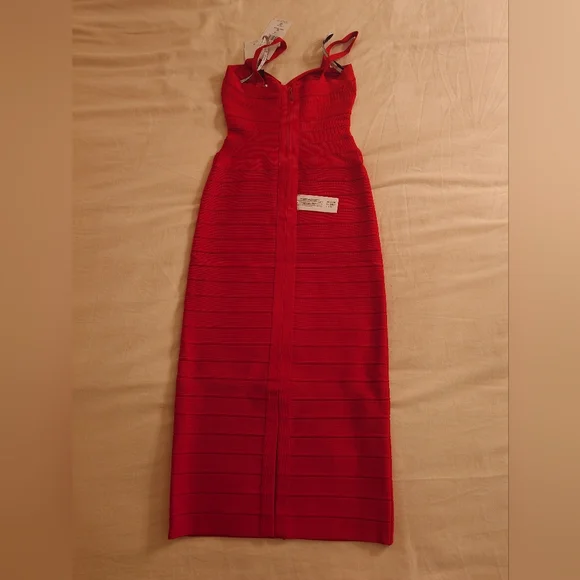 NWT Rio Red HERVE LEGER The MARIA Dress Icon Sculpted Bandage Midi Bodycon XXS - Picture 11 of 15